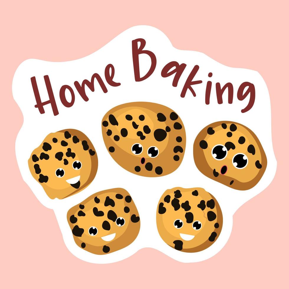 pegatina hecho en casa horneando. hecho en casa galletas pegatina. panadería logo. vector ilustración de panadería y confitería.