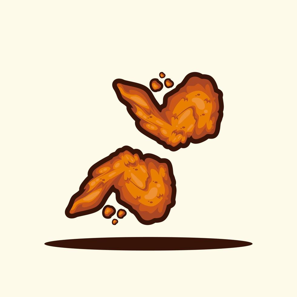 vector illustration of fried chicken wings .food sticker, food cartoon