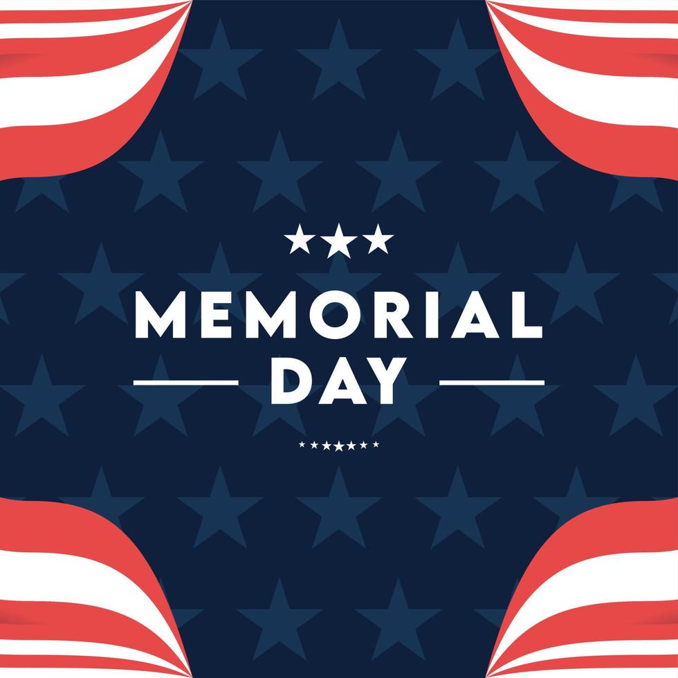 memorial day social media template vector background with ornate stars and waves illustration