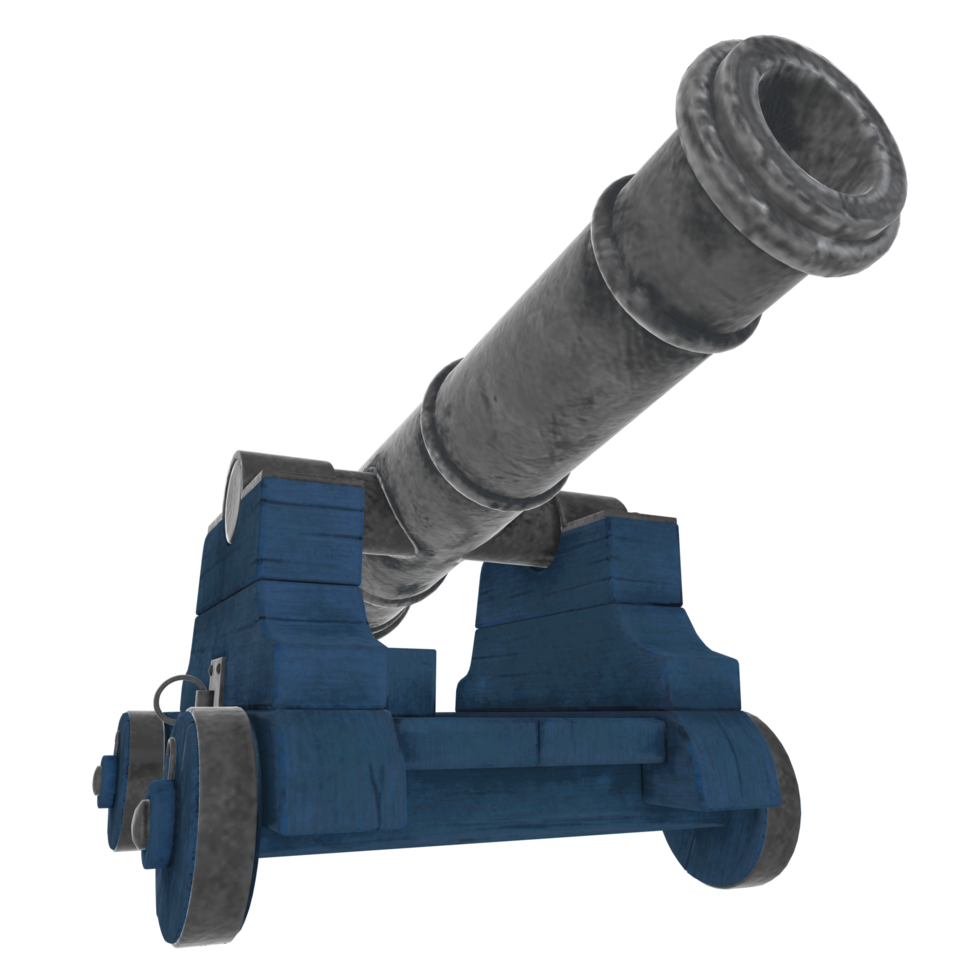 3d rendering old cannon isolated on transpaternt background. vintage ramadan cannon. png