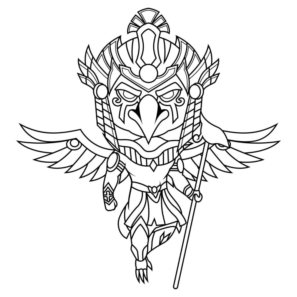 horus chibi mascota logo línea Arte vector