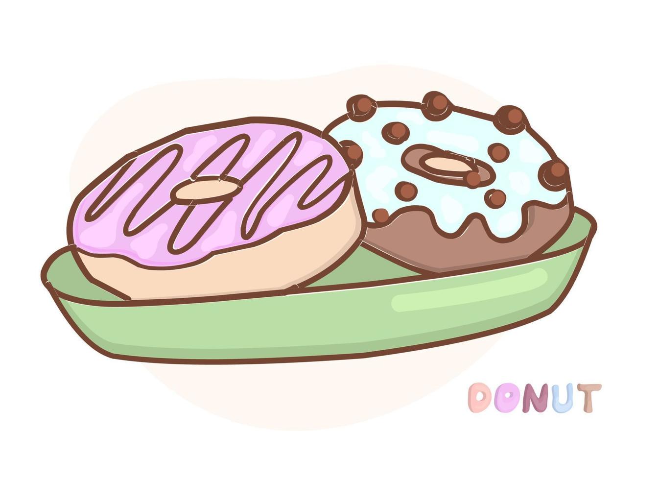 NATIONAL DONUT DAY.glazed sweet donut. Draw funny american kawaii traditional sweet donut vector illustration. American traditional food, cooking, menu concept. Doodle in cartoon style.