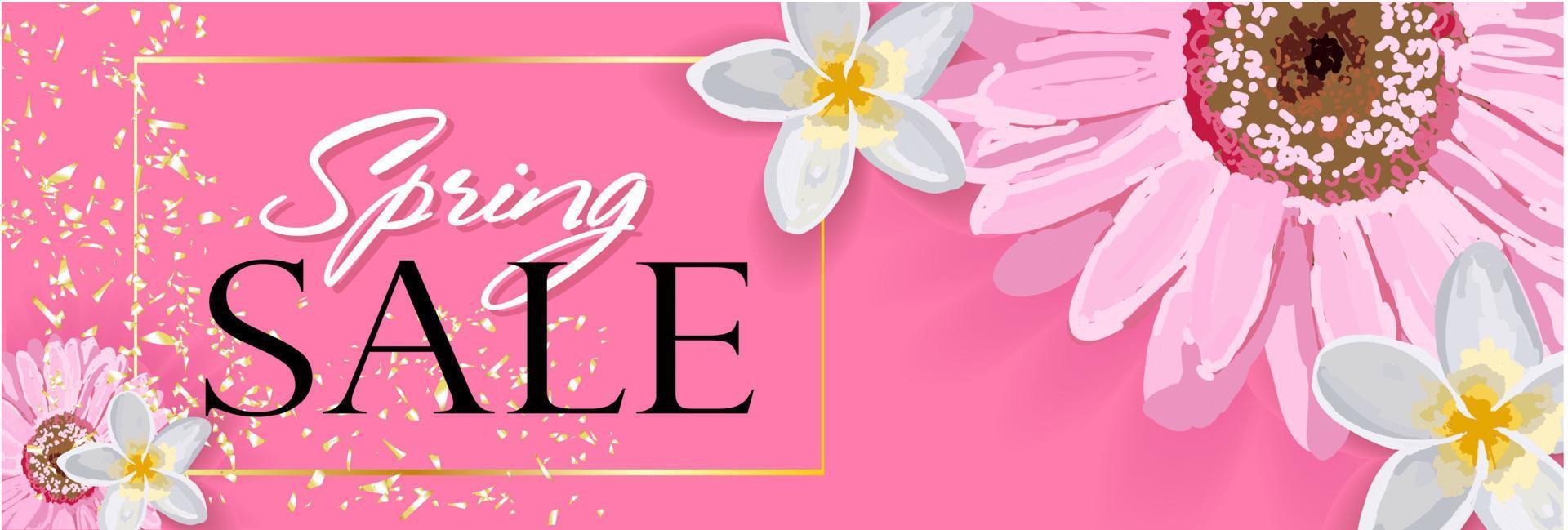 Spring Sale Horizontal Banner, header for website, online store. Sale Poster, Sale Flyer, Sale Vector. discount vector