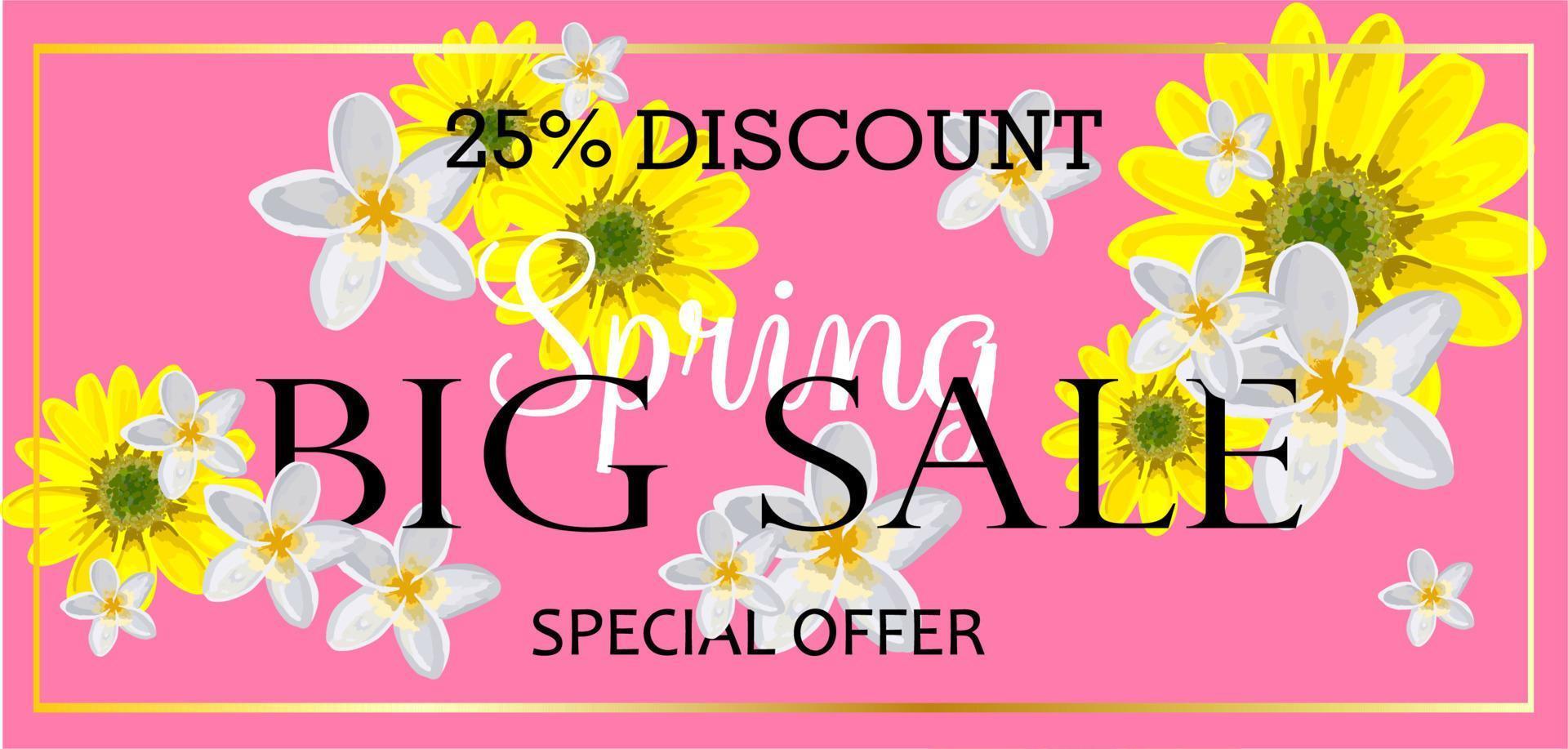 Spring Sale Horizontal Banner, header for website, online store. Sale Poster, Sale Flyer, Sale Vector. discount vector