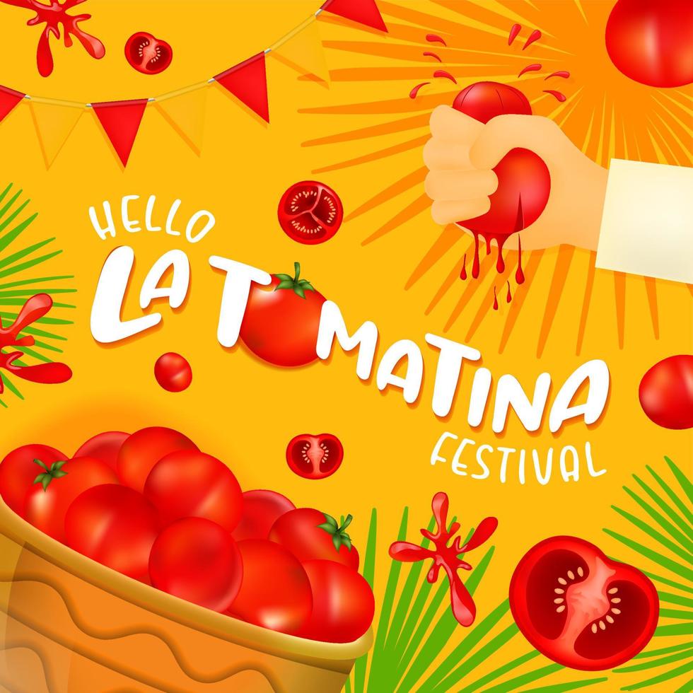 La Tomatina festival banner. La Tomatina in Spain. tomato fight. tomato battle vector