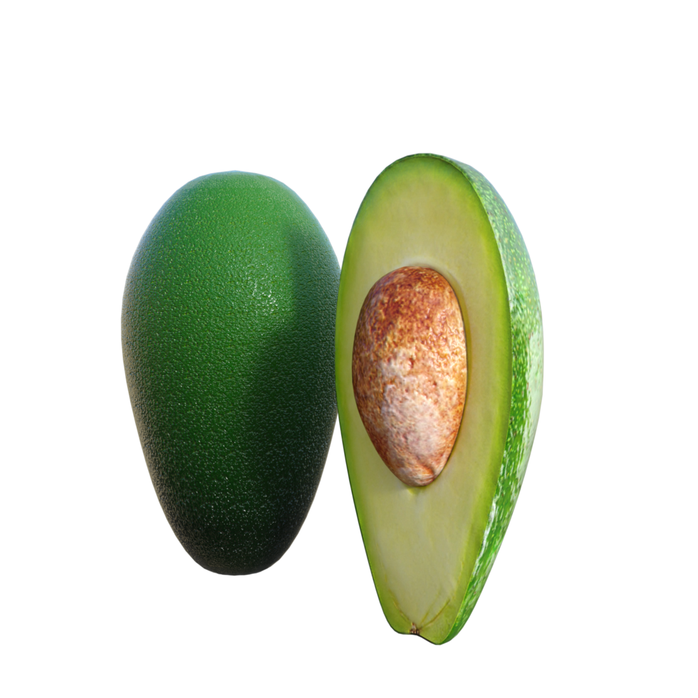 Avocado isolated 3d rendering png