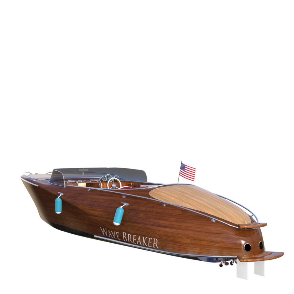 bateau à moteur isolé 3d le rendu png