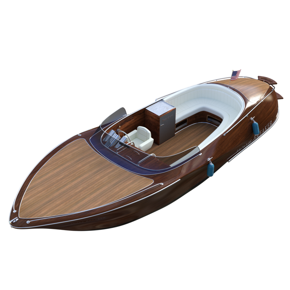 bateau à moteur isolé 3d le rendu png