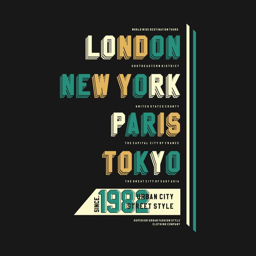 famous city name lettering graphic  typography vector print and other uses