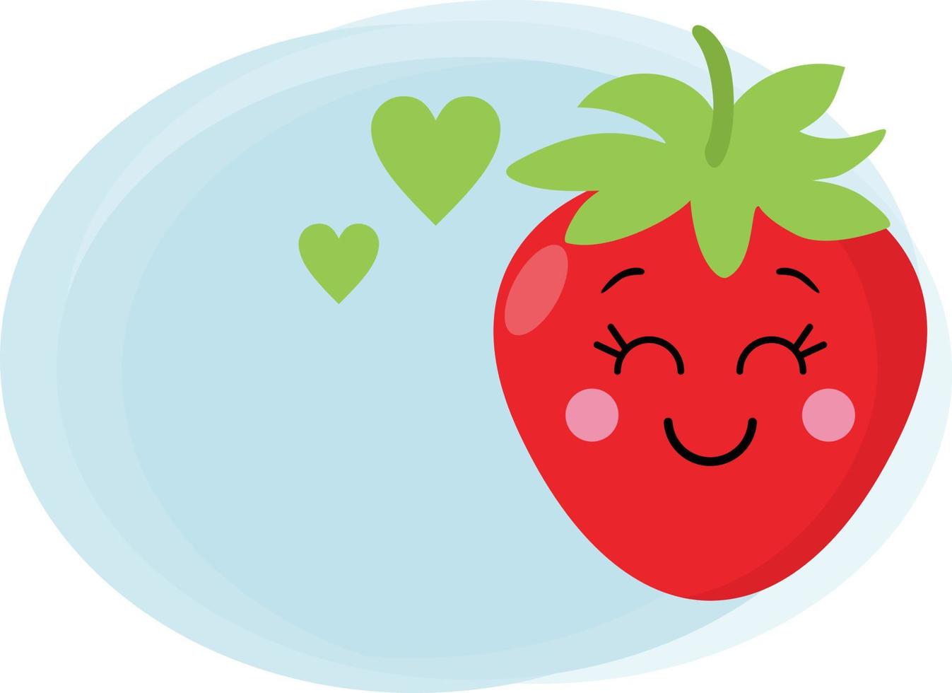 Funny strawberry with blank label blue background vector