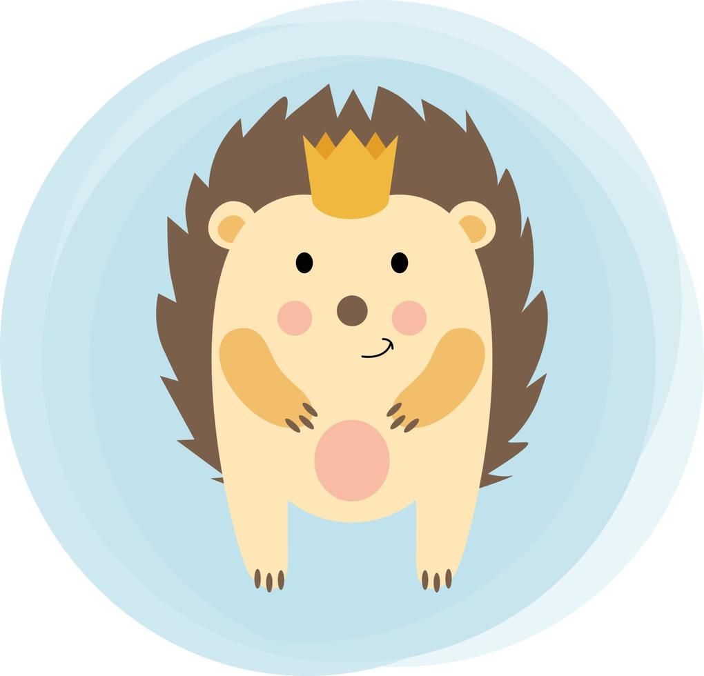 Cute hedgehog with a crown on his head vector