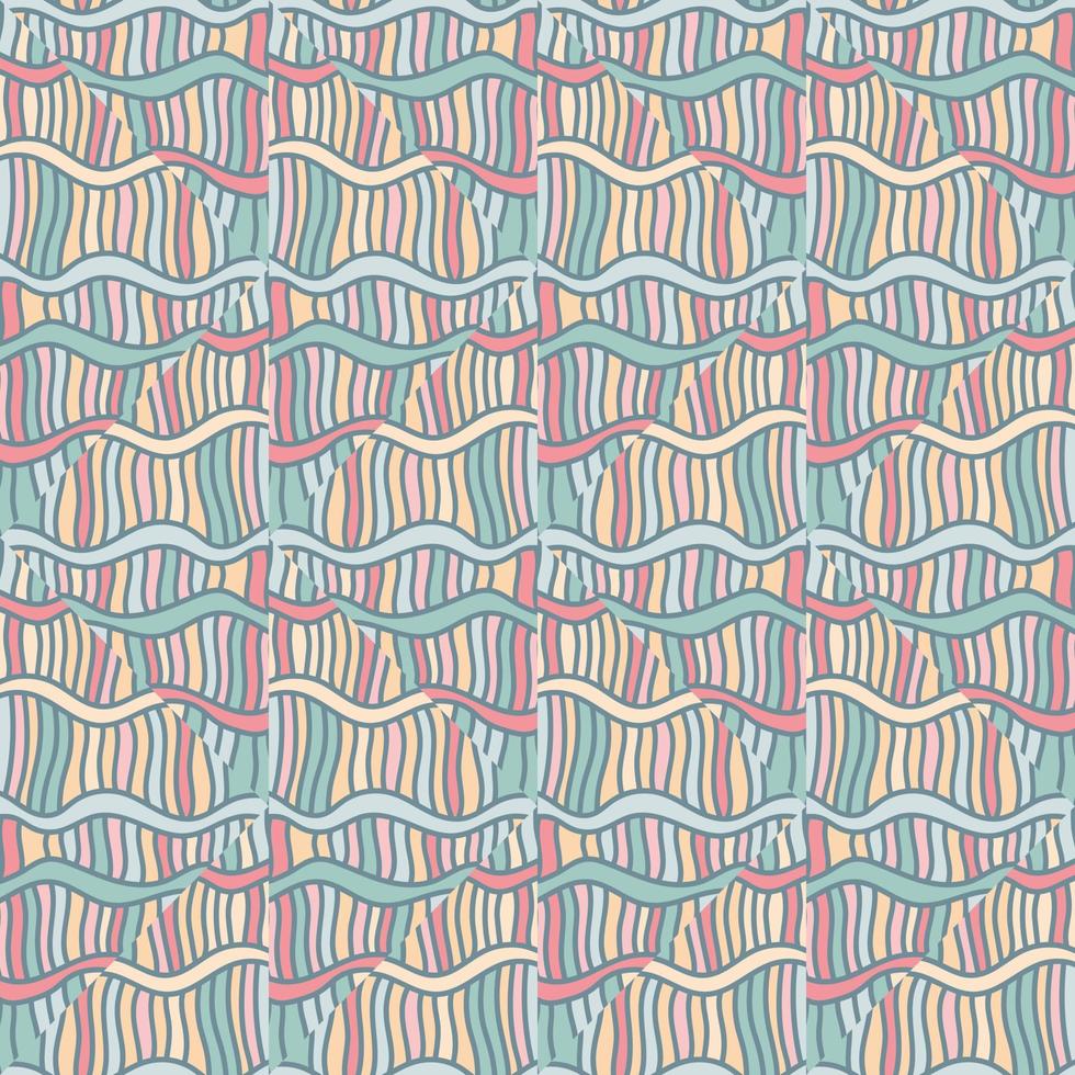 Seamless pattern with abstract wavy lines. Tribal mosaic tile. Textile rapport. vector