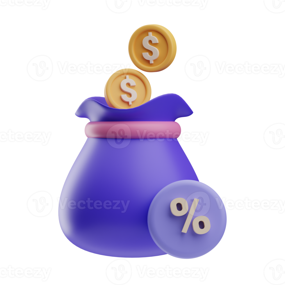 object bag money tax illustration 3d png
