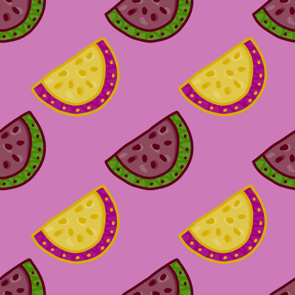 Seamless pattern with watermelon slices. Cute fruit backdrop. vector