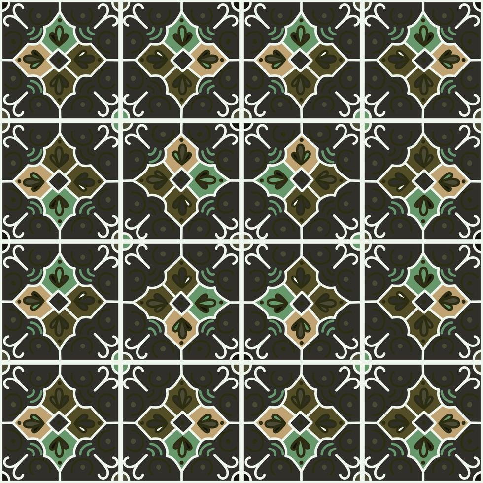 Seamless pattern with decorative mosaic elements. Vintage tile. Abstract geometric ornamental wallpaper. vector