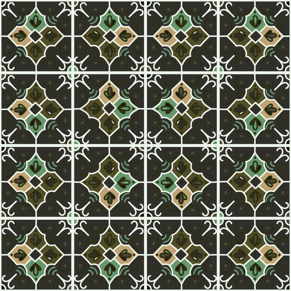 Seamless pattern with decorative mosaic elements. Vintage tile. Abstract geometric ornamental wallpaper. vector