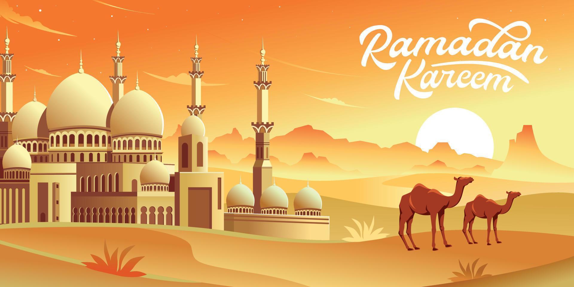 Ramadan Illustration Background vector. Happy Islamic New Hijri Year Banner vector