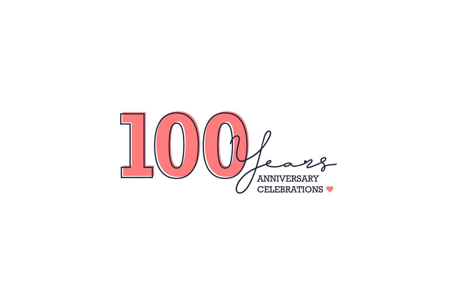 100 years anniversary. Anniversary template design concept with peach color and black line, design for event, invitation card, greeting card, banner, poster, flyer, book cover and print. Vector Eps10