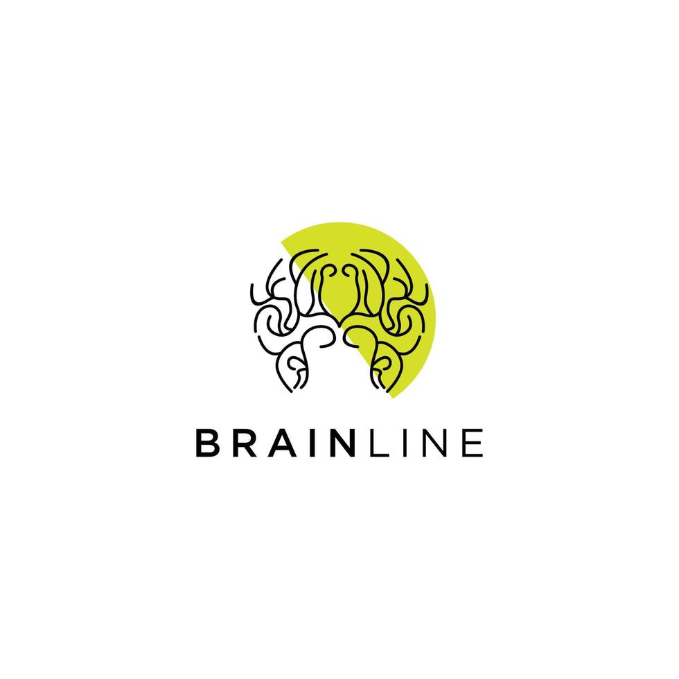Brain Logo silhouette design vector template linear style.