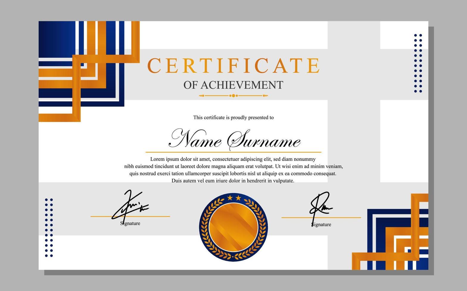 certificate design simple modern a4 luxury certificate blue gold color vector