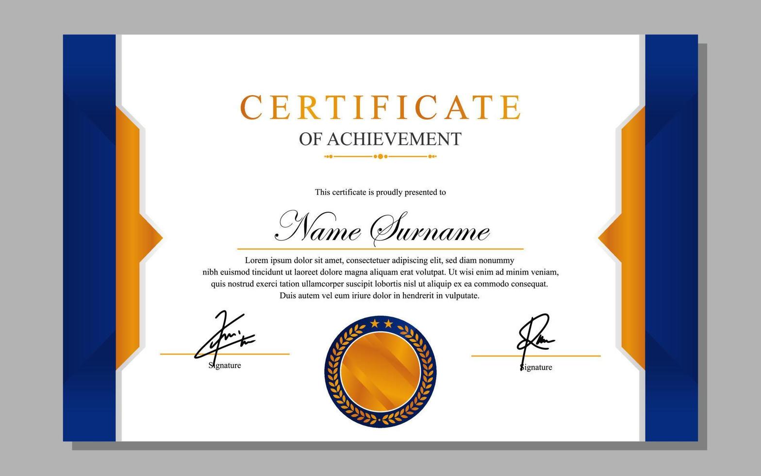 certificate design simple modern a4 luxury certificate blue gold color vector