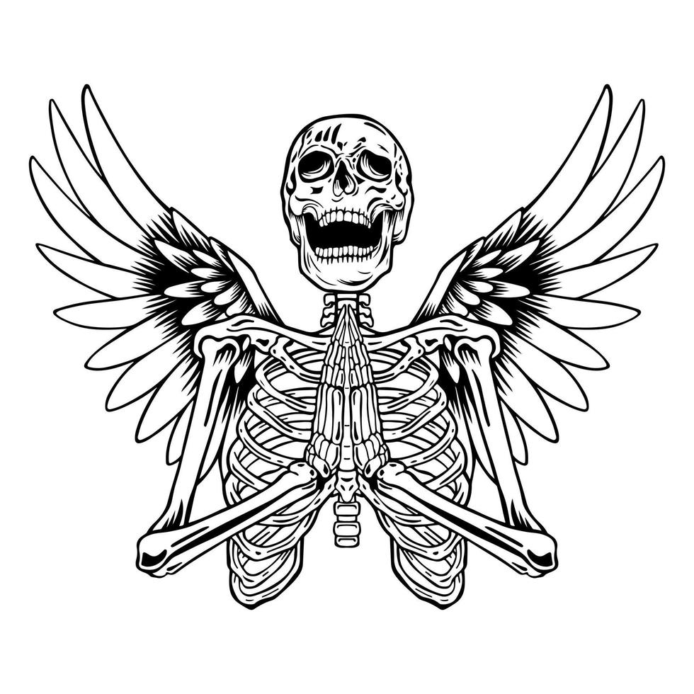 winged human skull vector