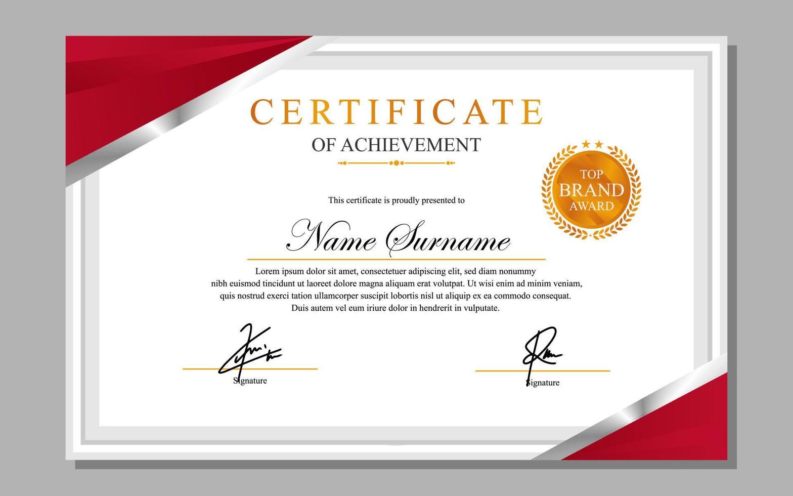 certificate design simple modern a4 luxury red gold vector