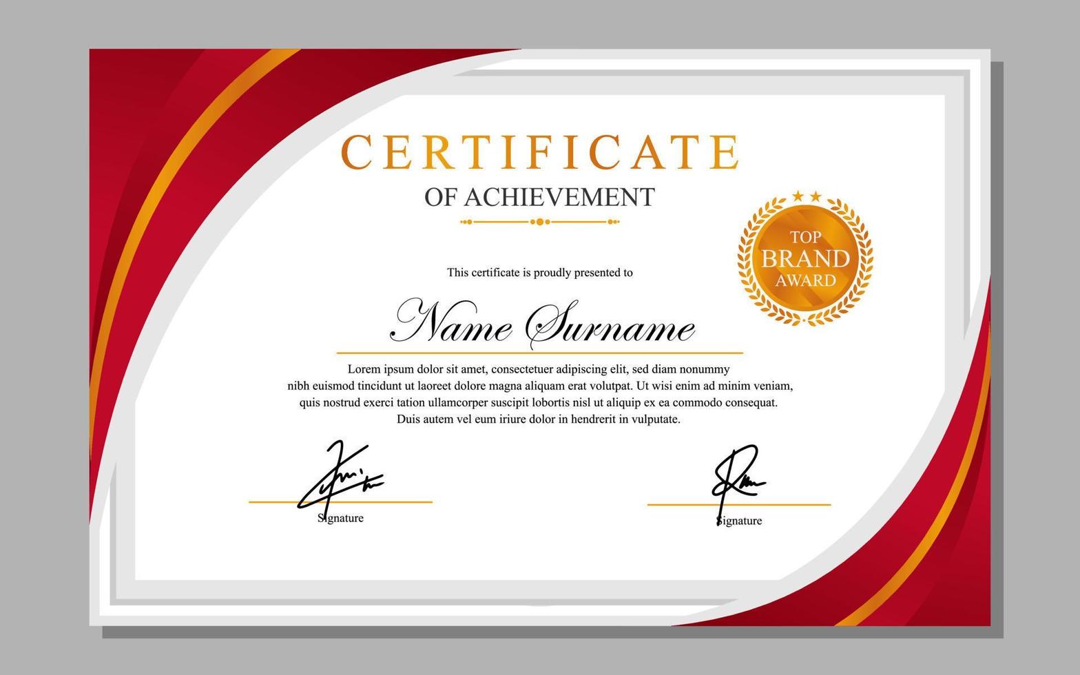 certificate design simple modern a4 luxury red gold vector