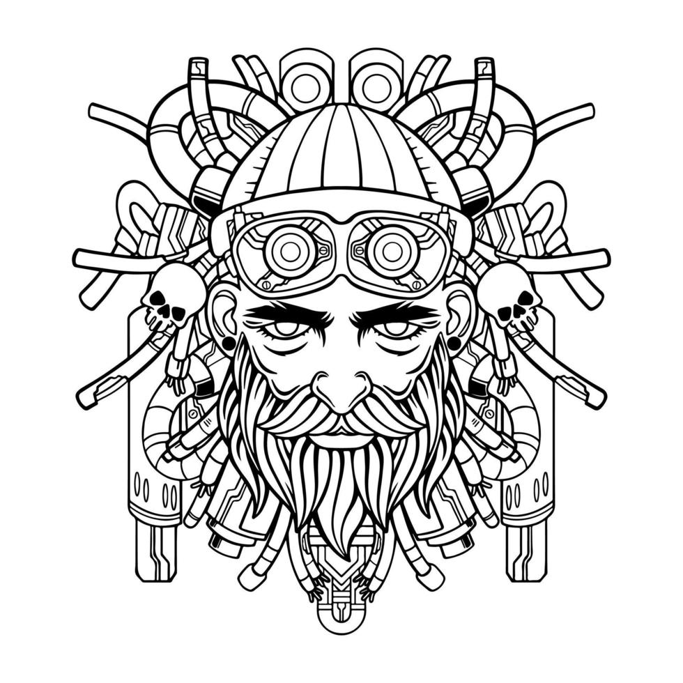 bearded human robot vector