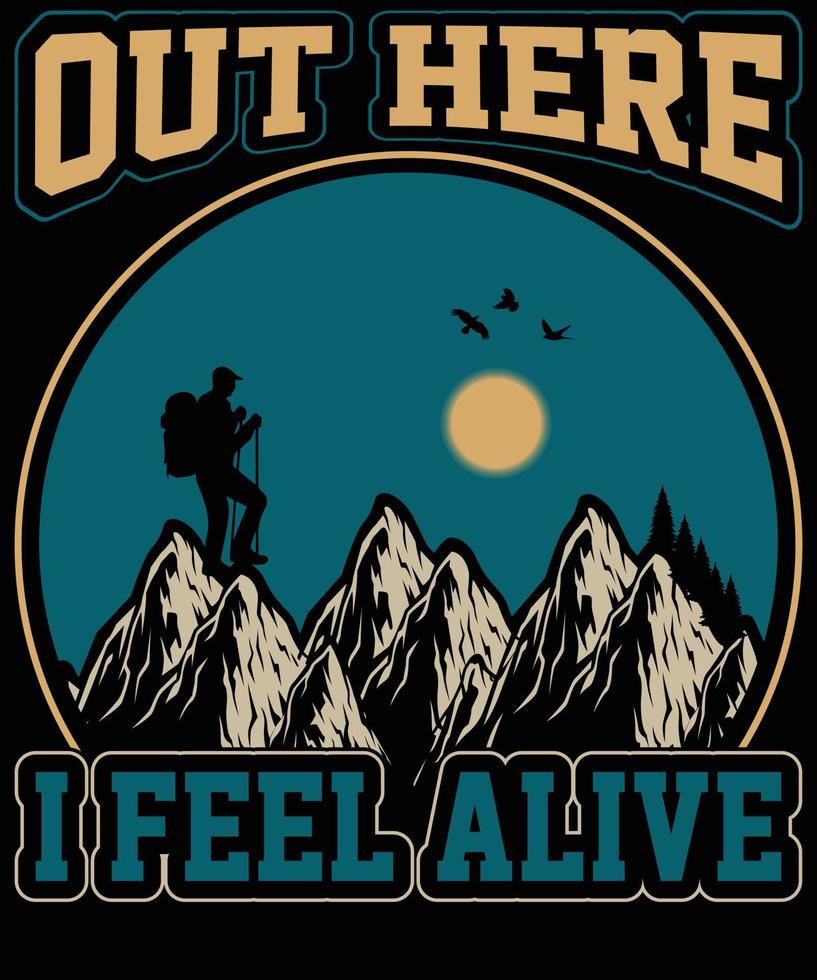 Hiking t shirt design vector
