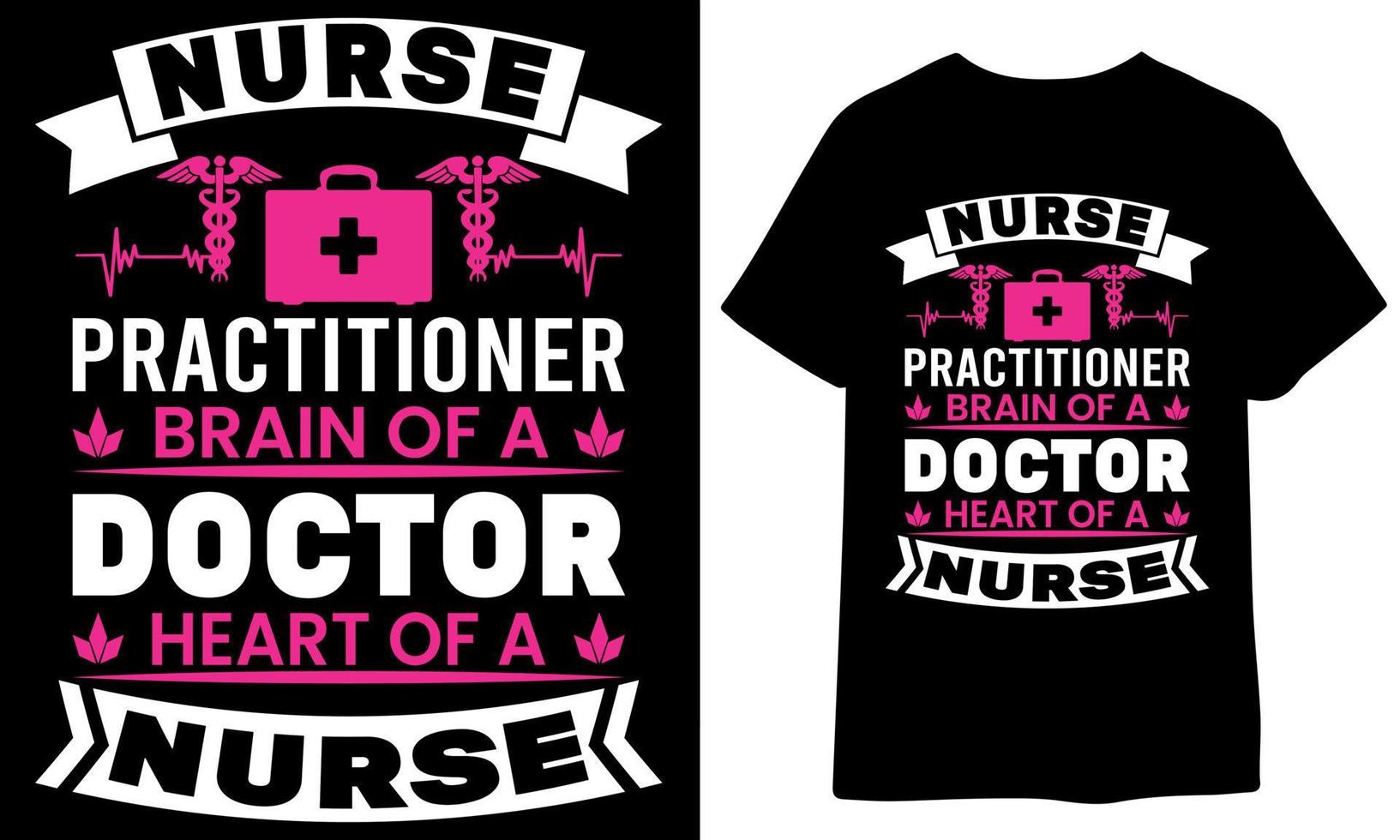 enfermero facultativo cerebro de un médico corazón de un enfermero. t camisa diseño vector