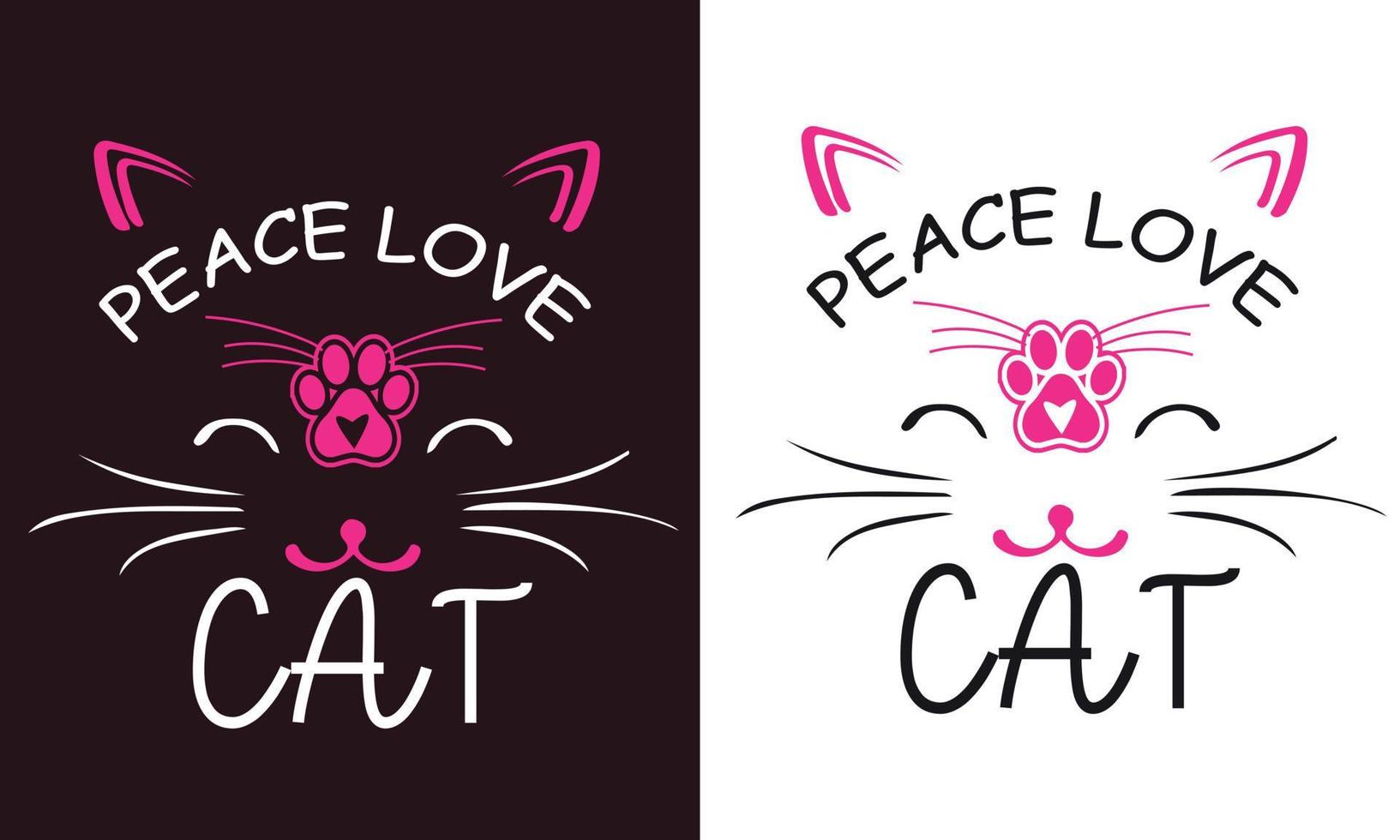 Peace love cat t shirt design vector