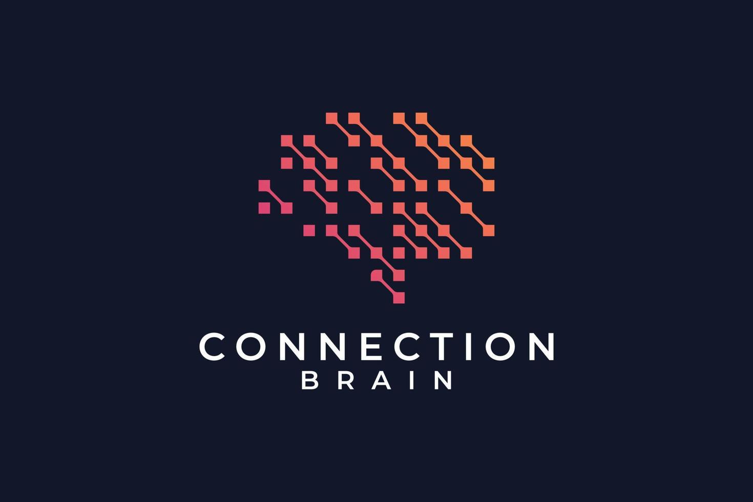 Abstract connection brain science logo design vector