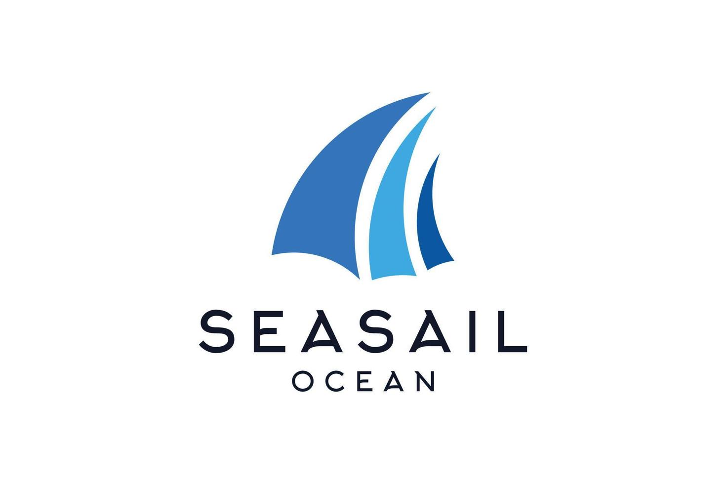 Blue sail boat logo design vector