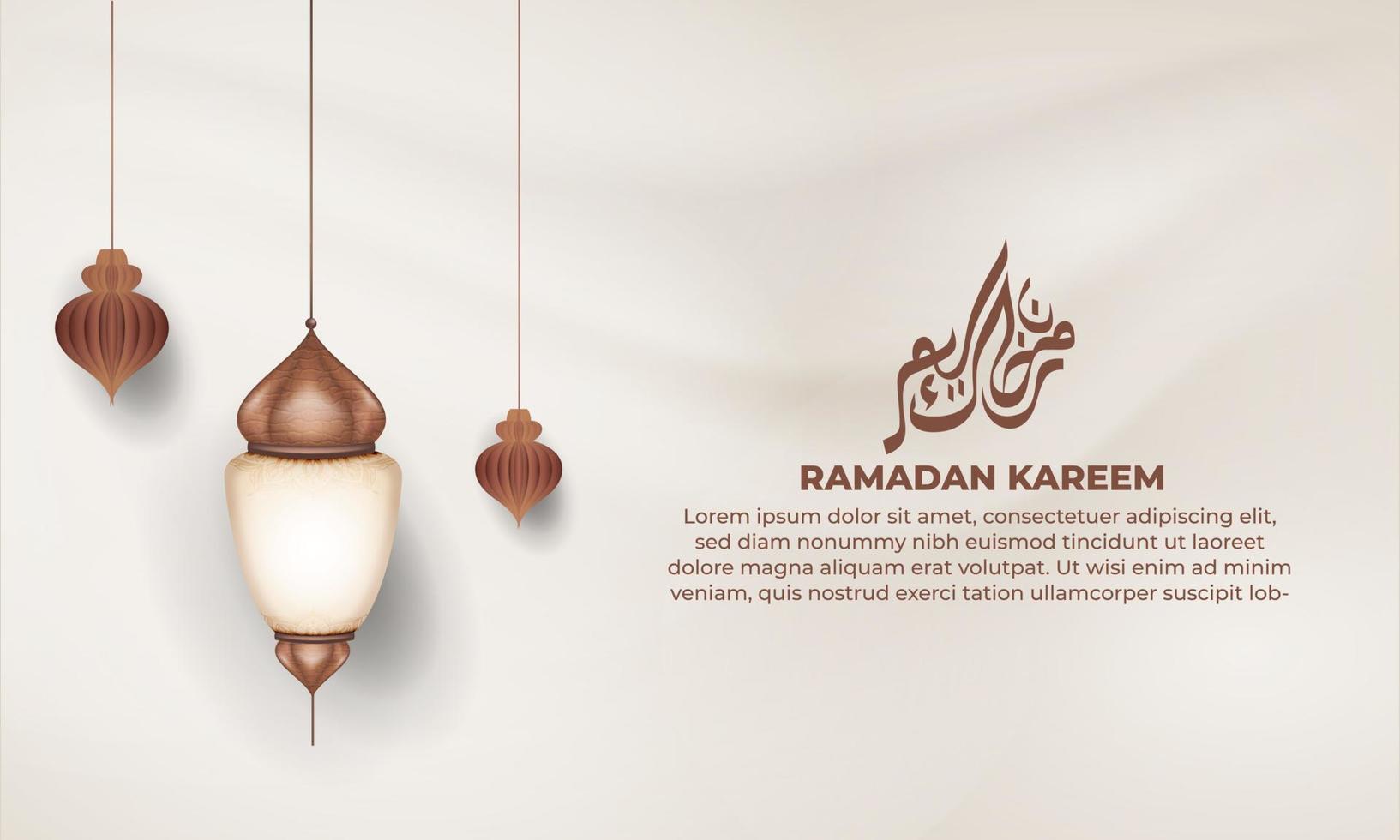 Ramadán kareem bandera con Arábica lamparas y decoración vector