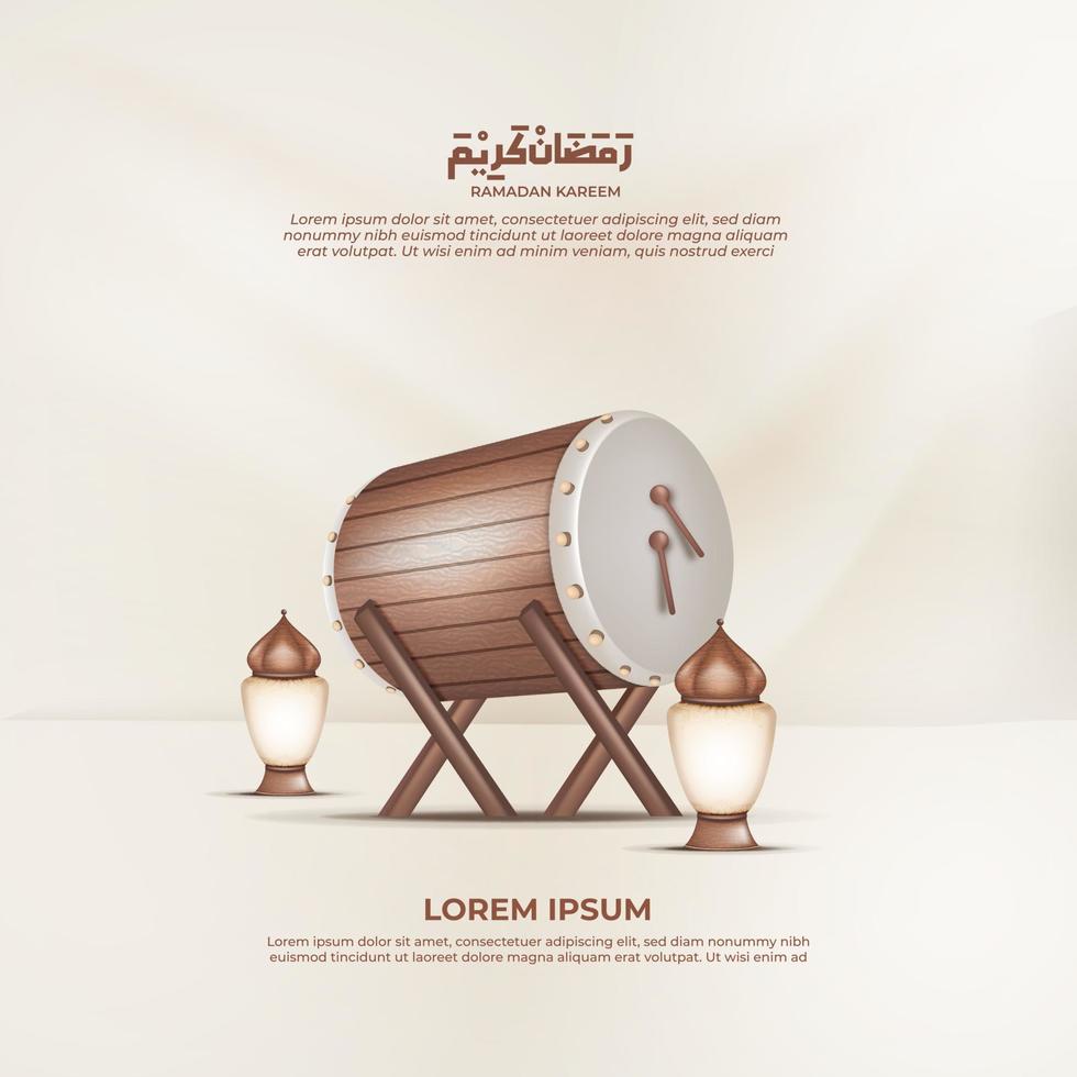 A background for ramadan with a drum and lights vector