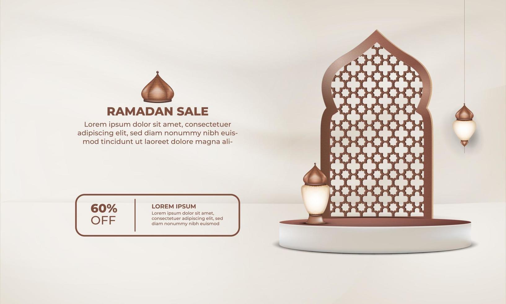 ramadan sale frame mosque with a price tag for 50 off vector