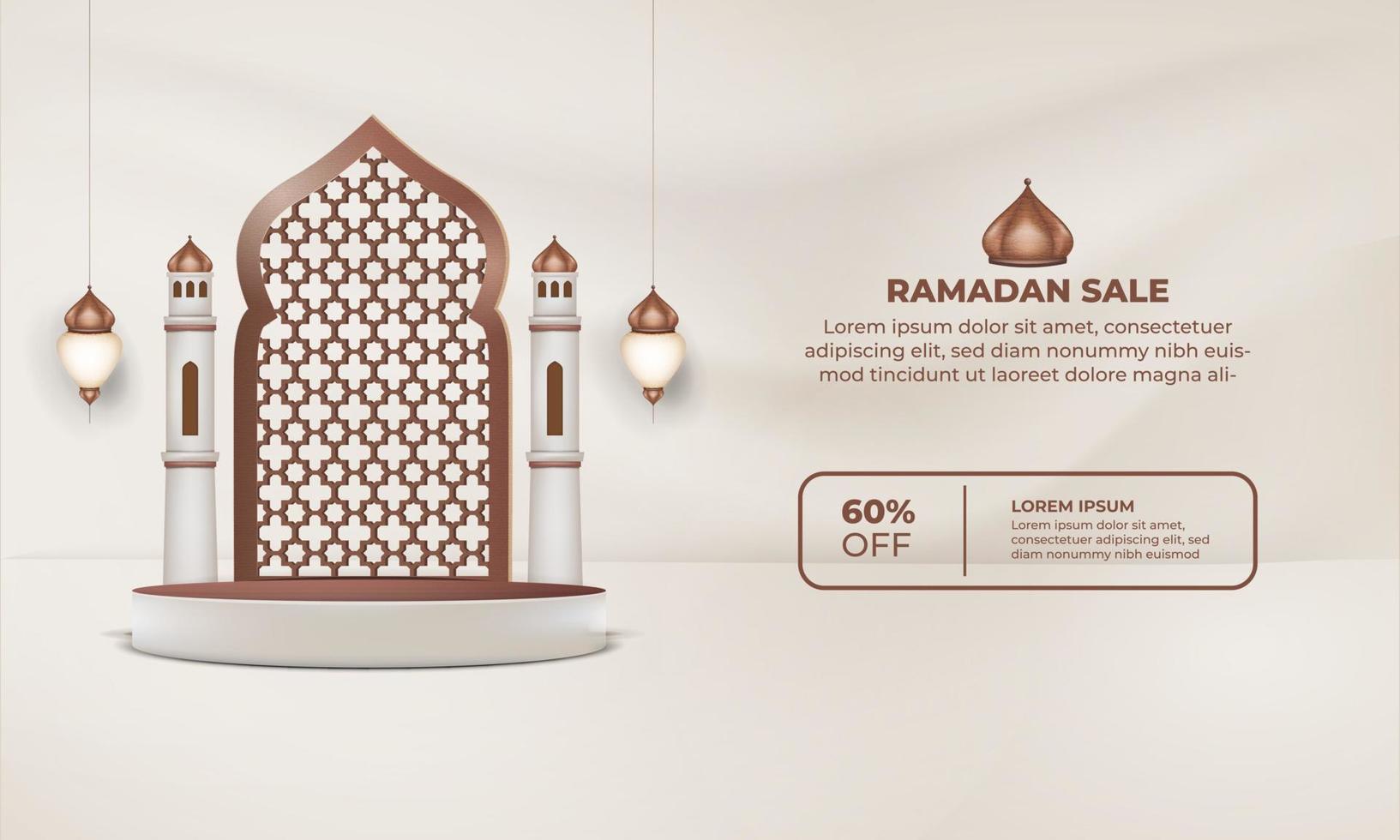ramadan sale frame mosque with a price tag for 50 off vector