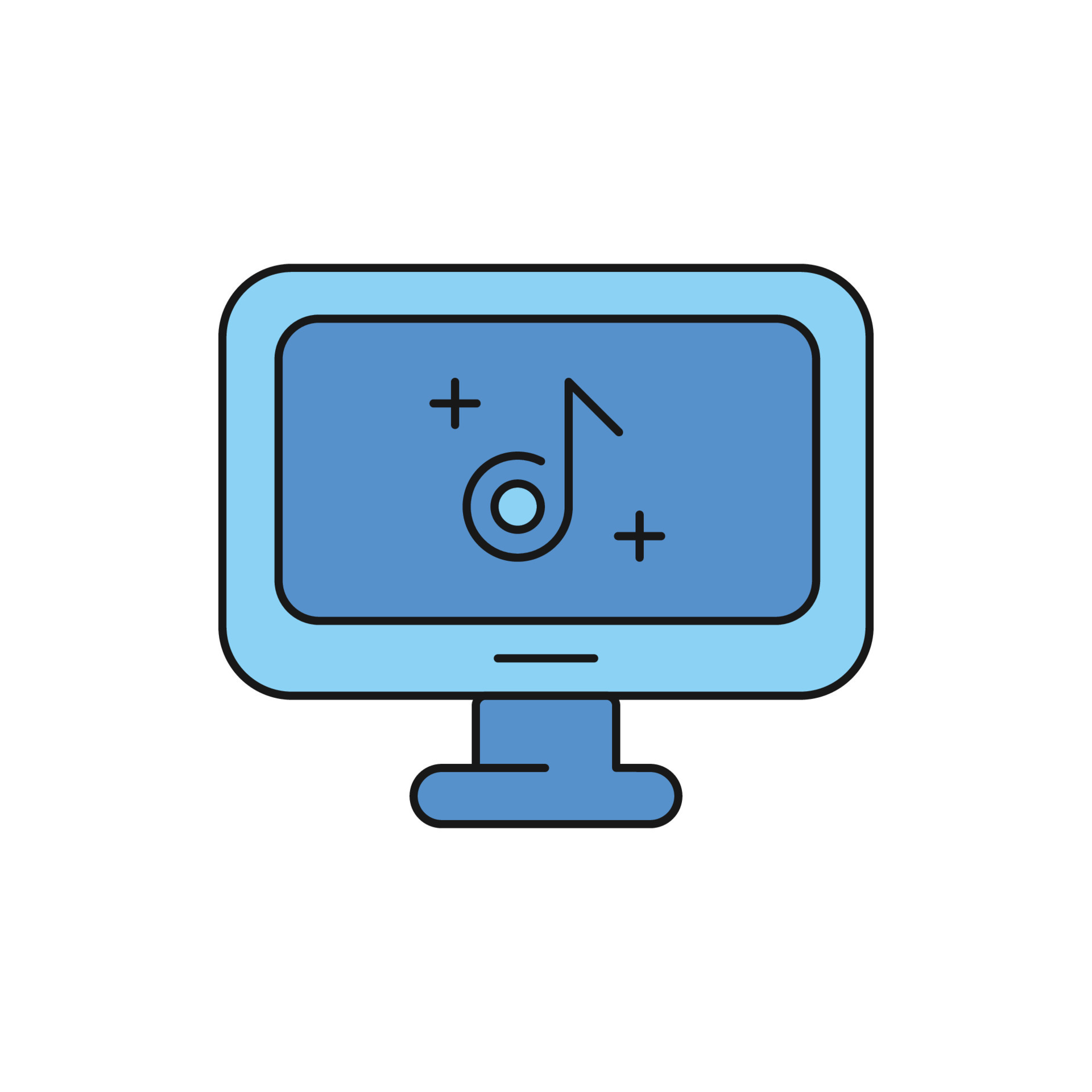 music, play, computer, monitor, computer audio music play icon 21310277 Vector Art at Vecteezy