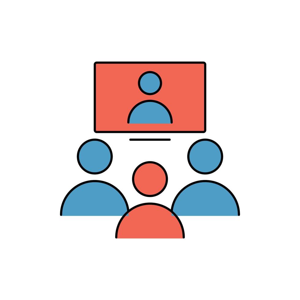 computer, man, team, meeting, online, business online meeting icon vector