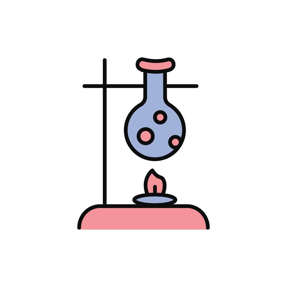 chemistry, laboratory, science, biotechnology, Chemistry flask and spirit lamp icon vector
