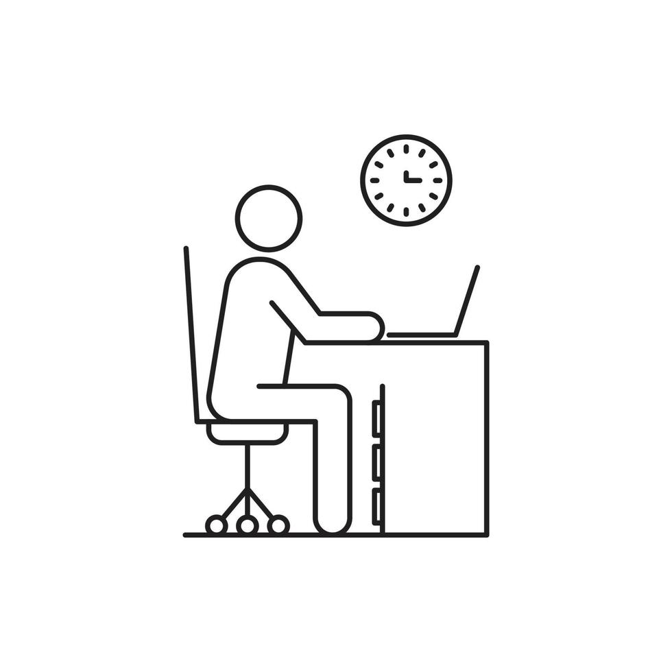 man, table, clock, office work station icon vector