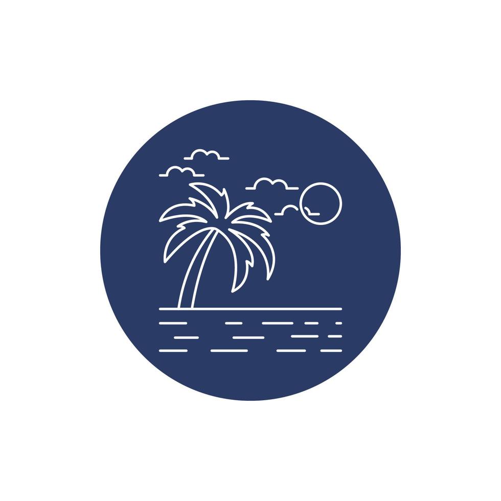 palm tree, mountain, wave, ocean, summer icon vector