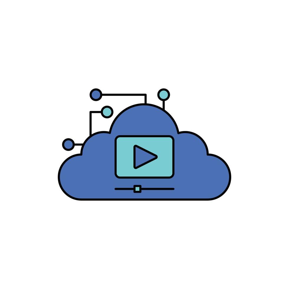 cloud video streaming icon vector