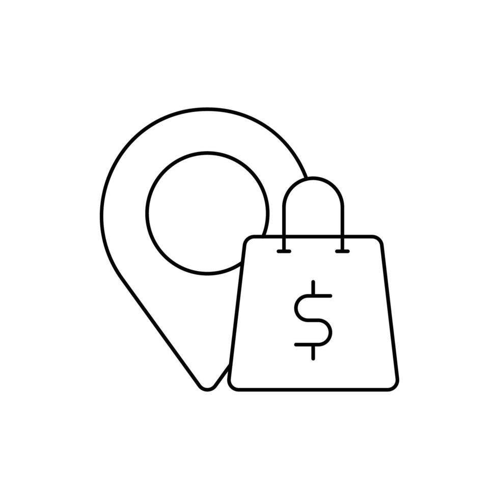 location pin, pin, bag, online delivery icon vector