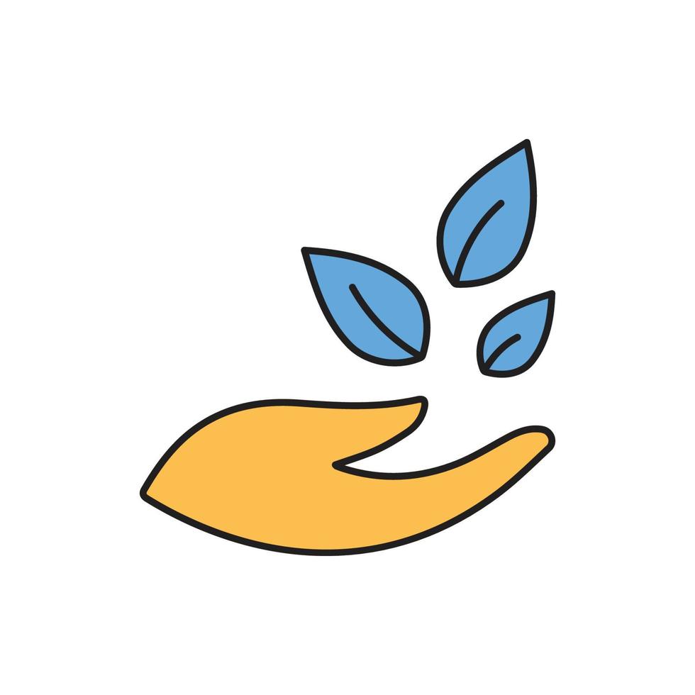 leafs, and, leaves on hand icon vector