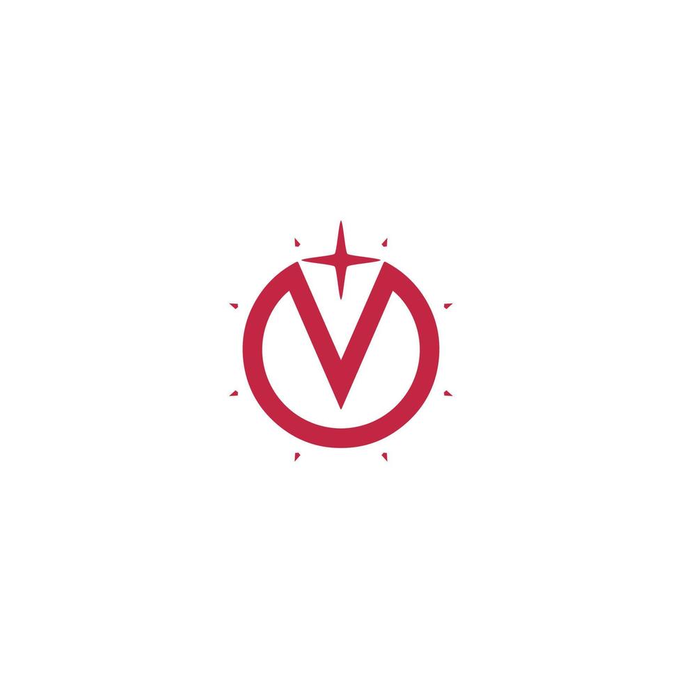 star icon in v logo red color v icon vector