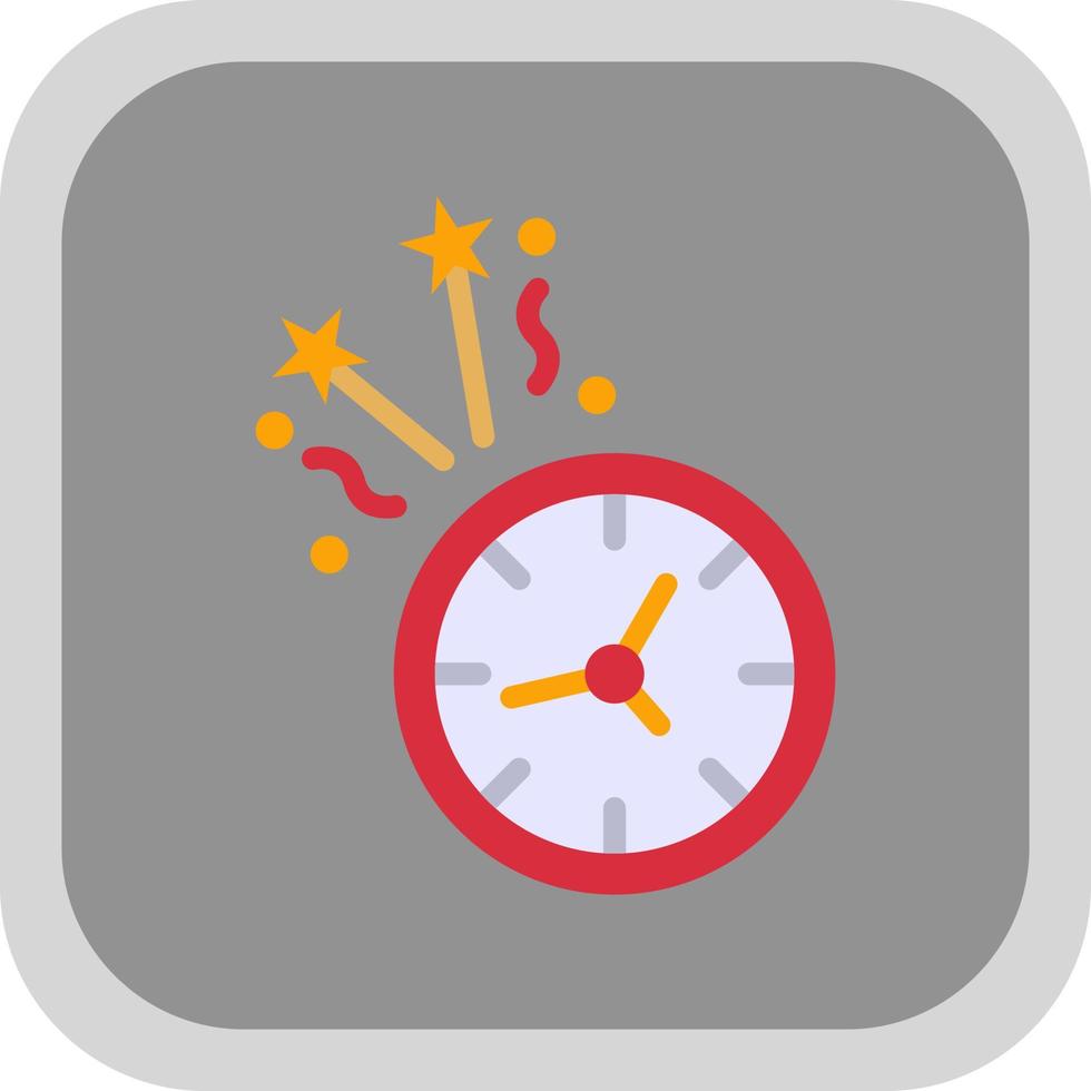 New Year Clock Vector Icon Design