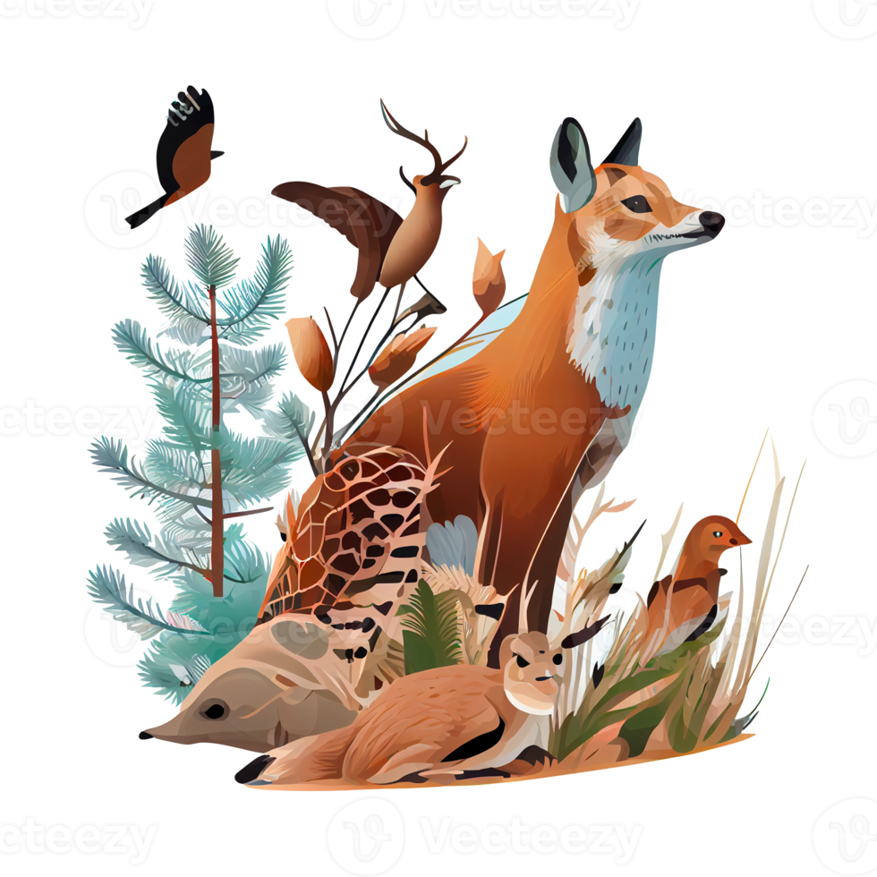 Upptäck de skönhet av vilda djur och växter illustration med hög kvalitet png bilder