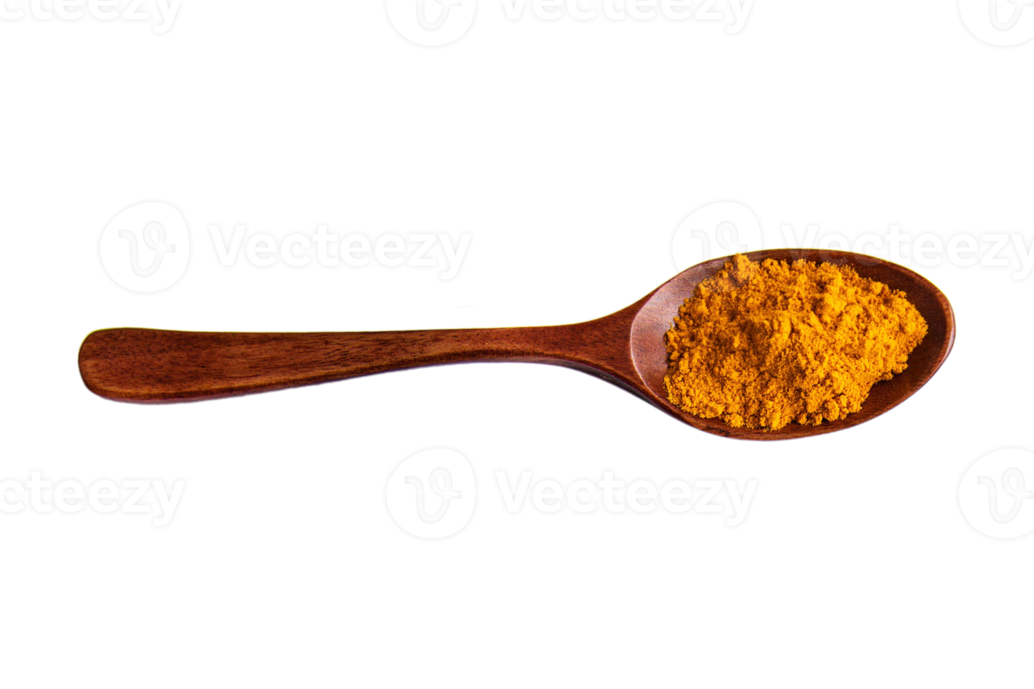 Wooden spoon with condiments isolated on a transparent background png